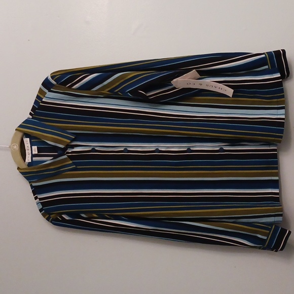 Chaus & CO size 12 women's button-up shirt with long sleeves in stripes colors. - Picture 1 of 17